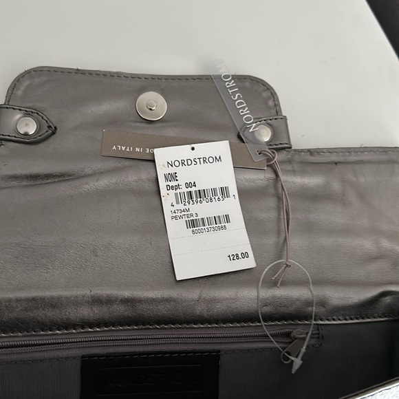 Nordstrom Silver pewter leather clutch - Picture 4 of 8